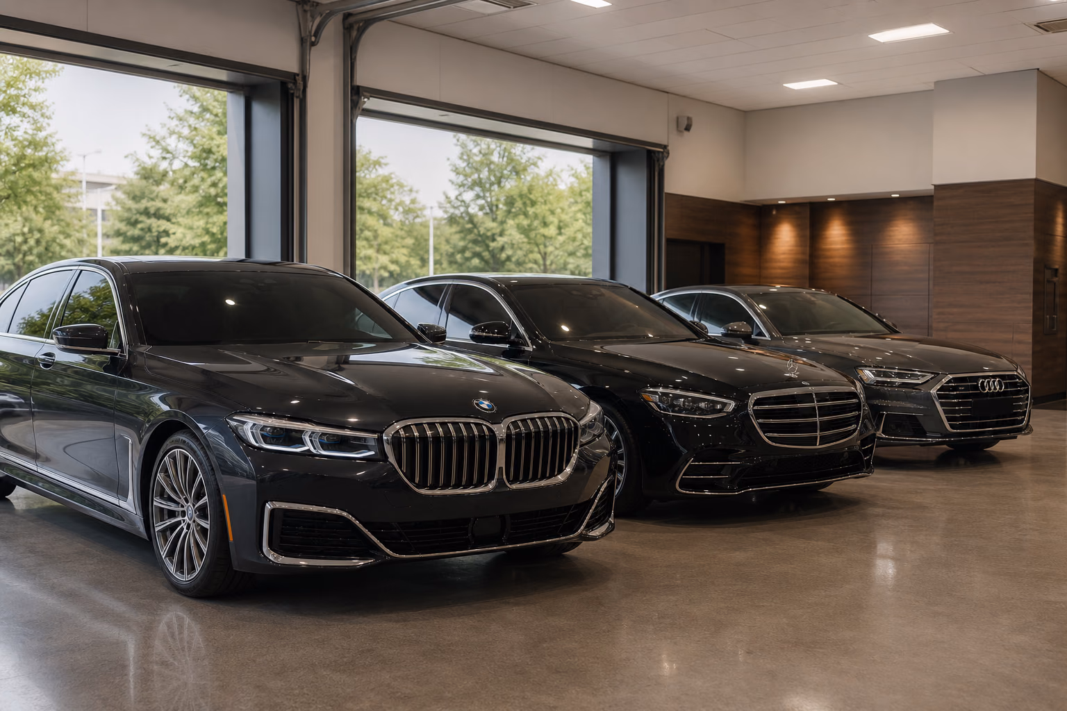 Pre-delivery vehicles lined up waiting for protection work